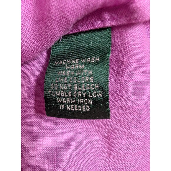 Lauren Ralph Lauren LRL Top Blouse Women Purple Ruffle Button Up Linen Career M - Picture 8 of 10